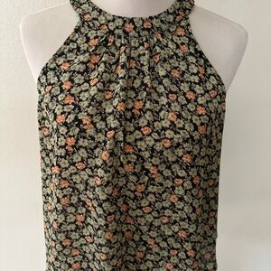 Elegant Floral Print Halter Blouse